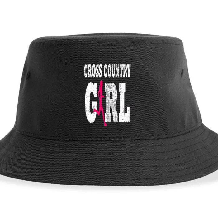 Cross Country Girl Runner Silhouette Sport Gift Sustainable Bucket Hat