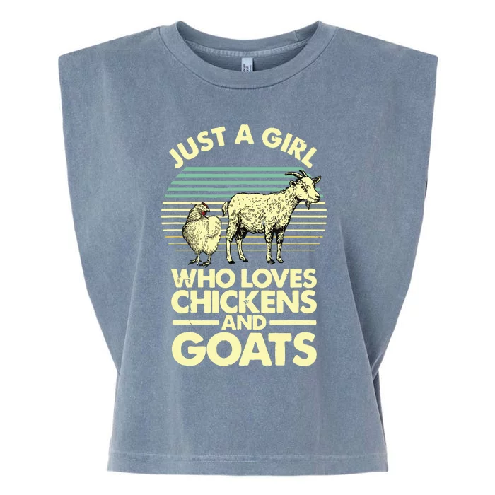 Cool Chicken Goat For Women Girl Chicken Farmer Goat Lovers Garment-Dyed Women's Muscle Tee