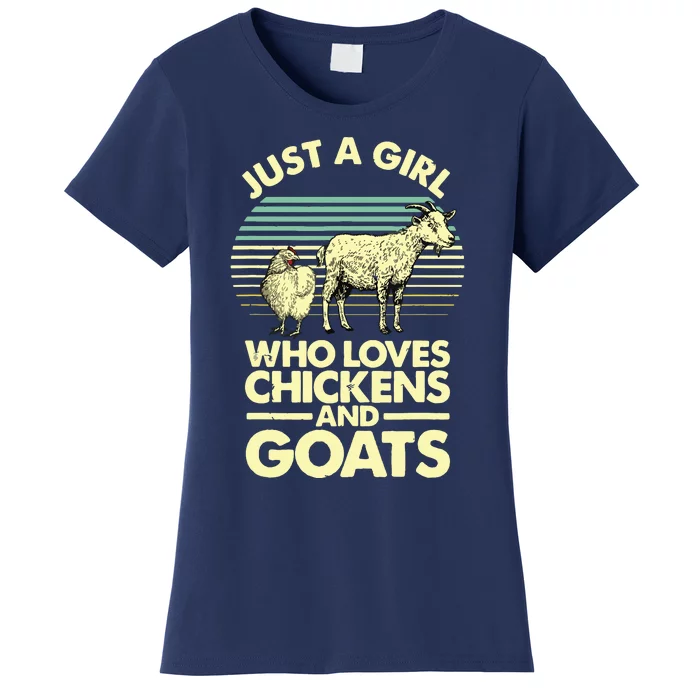 Cool Chicken Goat For Women Girl Chicken Farmer Goat Lovers Women's T-Shirt