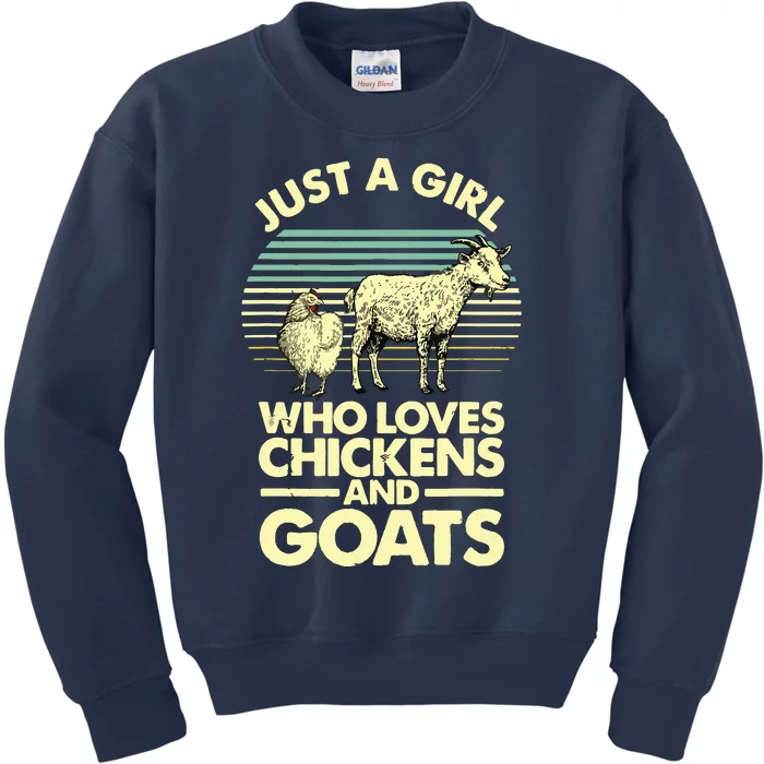 Cool Chicken Goat For Women Girl Chicken Farmer Goat Lovers Kids Sweatshirt