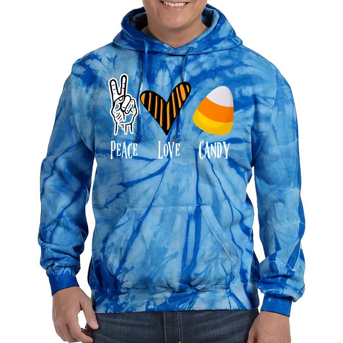 Candy Corn Gift Peace Love Fall Halloween Gift Tie Dye Hoodie