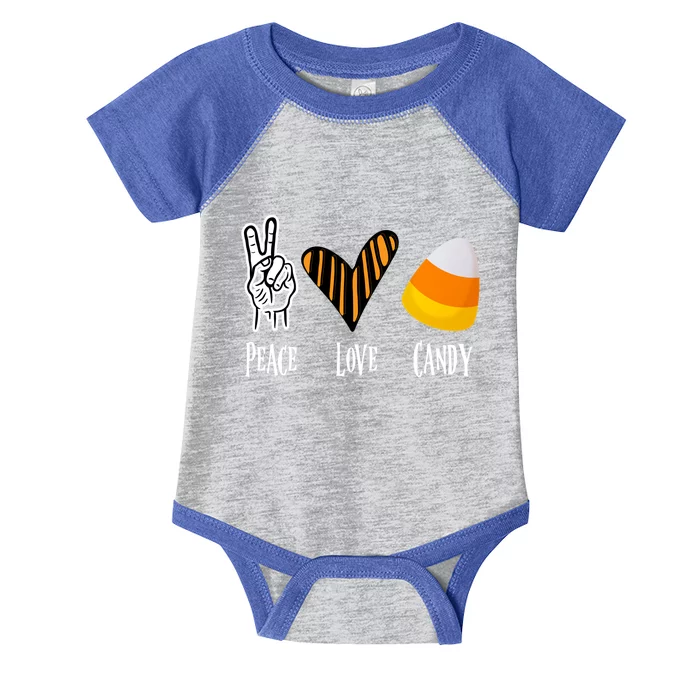 Candy Corn Gift Peace Love Fall Halloween Gift Infant Baby Jersey Bodysuit