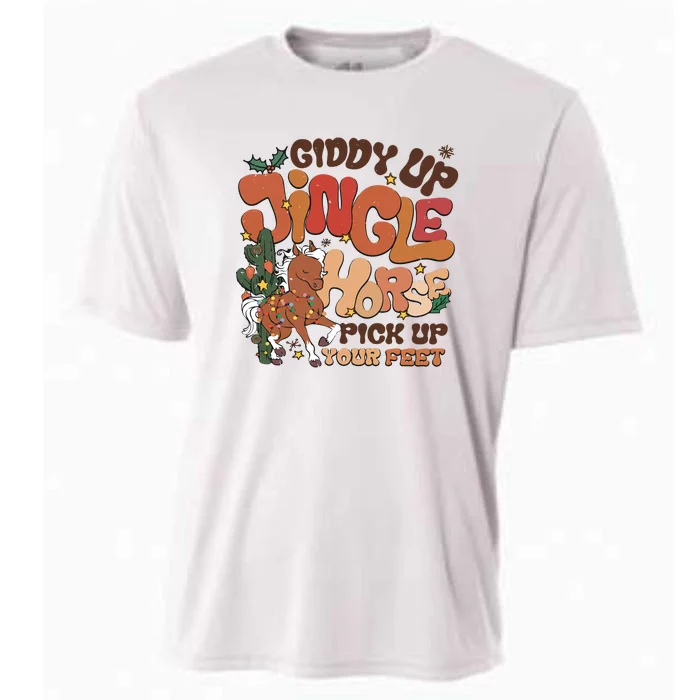 Cowboy Christmas Giddy Up Jingle Horse Pick Up Your Feet Howdy Cooling Performance Crew T-Shirt