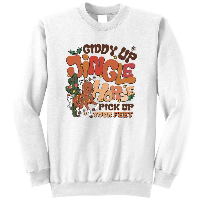 Cowboy Christmas Giddy Up Jingle Horse Pick Up Your Feet Howdy Sweatshirt