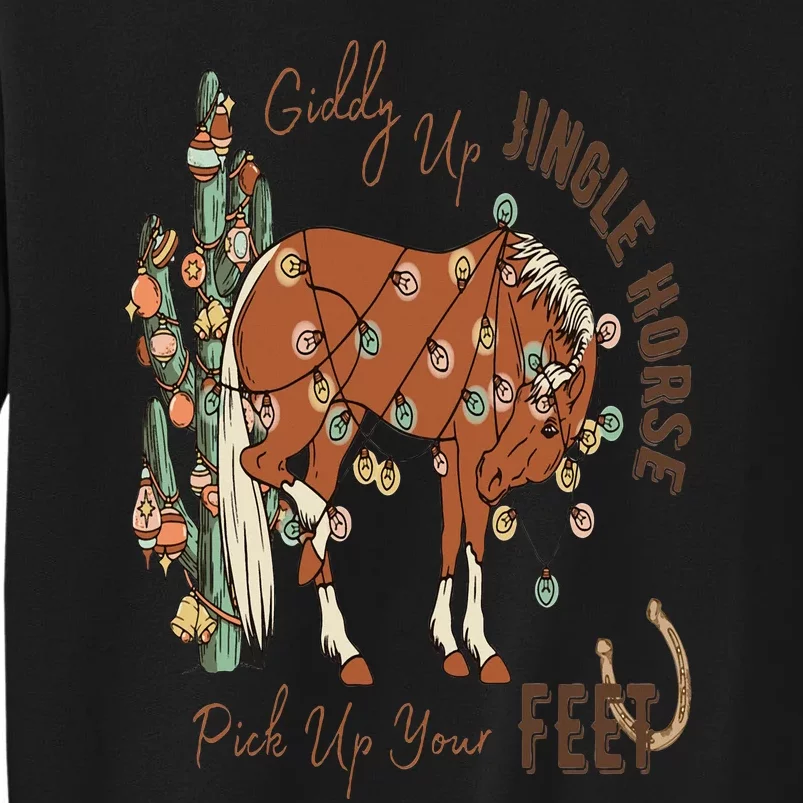 Cowboy Christmas Giddy Up Jingle Horse Pick Up Your Feet Sweatshirt