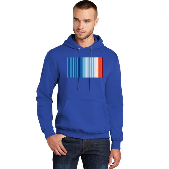 Climate Change Global Warming Temperature Stripes Tall Hoodie