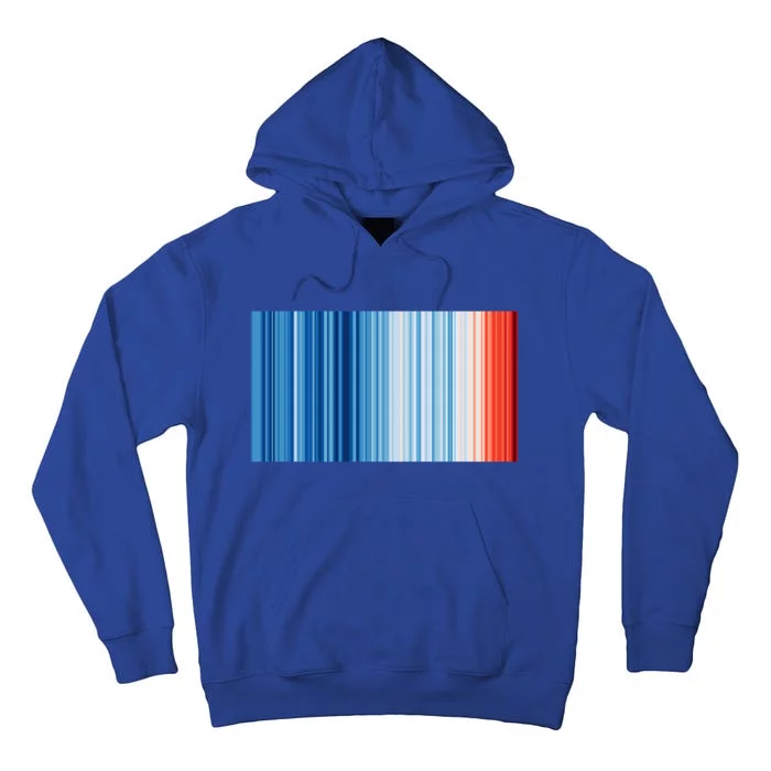 Climate Change Global Warming Temperature Stripes Tall Hoodie