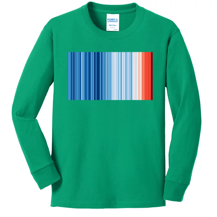 Climate Change Global Warming Temperature Stripes Kids Long Sleeve Shirt