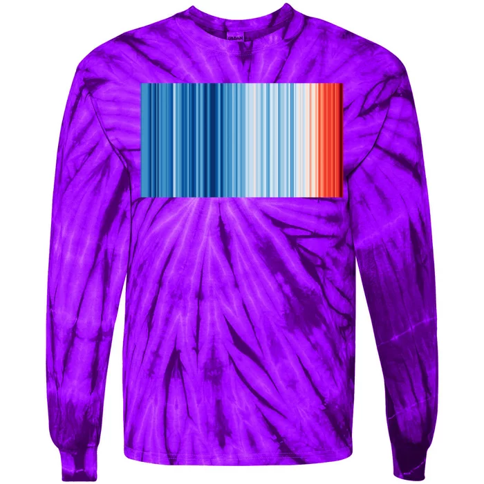 Climate Change Global Warming Temperature Stripes Tie-Dye Long Sleeve Shirt