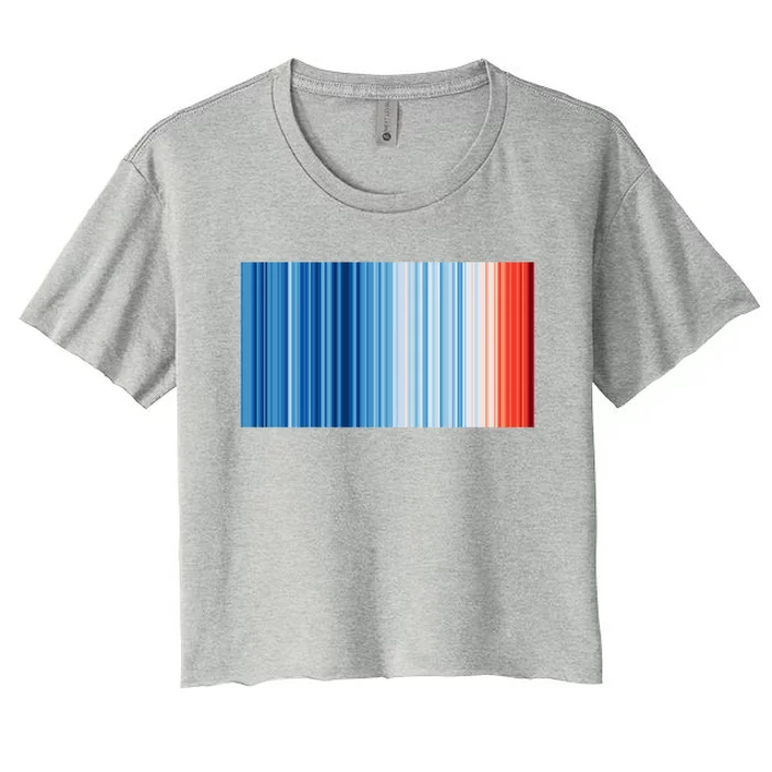 Climate Change Global Warming Temperature Stripes Women's Crop Top Tee