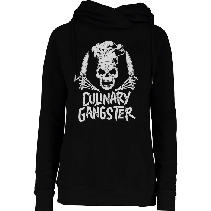 Chef Culinary Gangster Wo Cook Skull Cooking Knife Womens Funnel Neck Pullover Hood