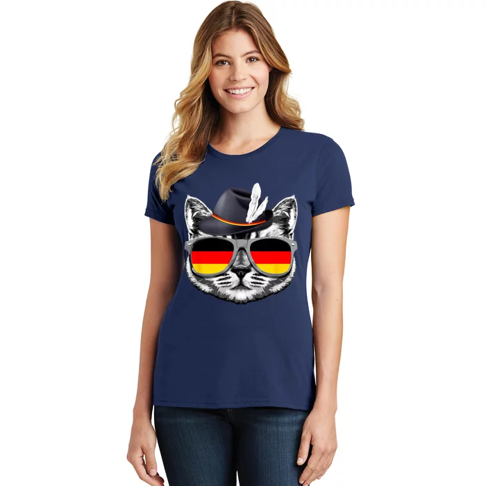 Cute Cat German Flag Oktoberfest Pride Germany Festival Women's T-Shirt