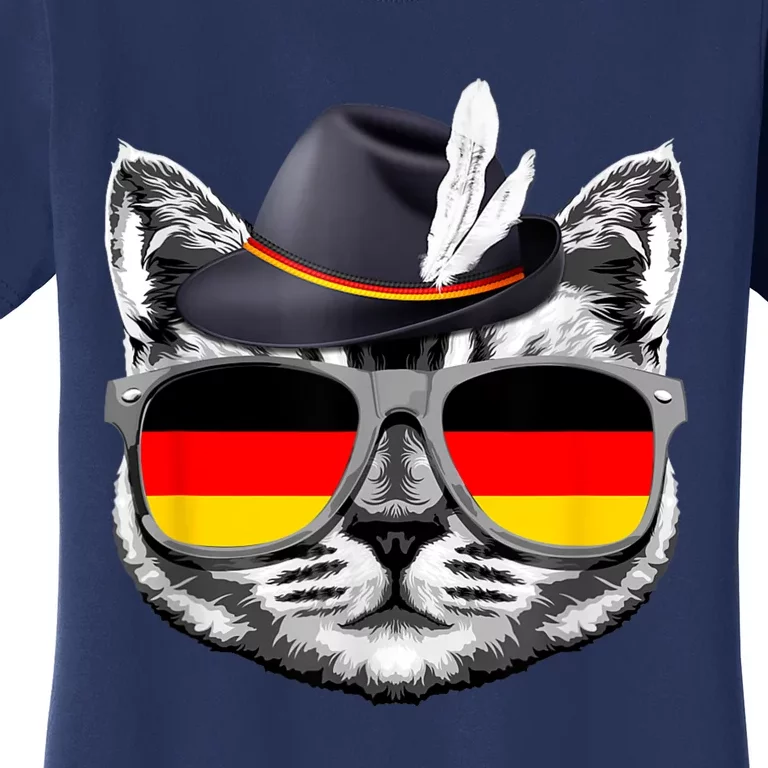 Cute Cat German Flag Oktoberfest Pride Germany Festival Women's T-Shirt