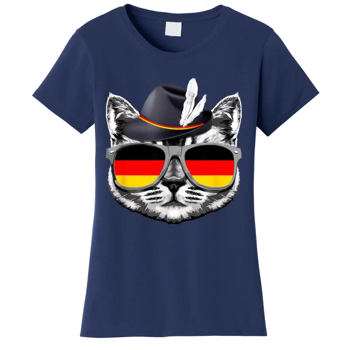 Cute Cat German Flag Oktoberfest Pride Germany Festival Women's T-Shirt