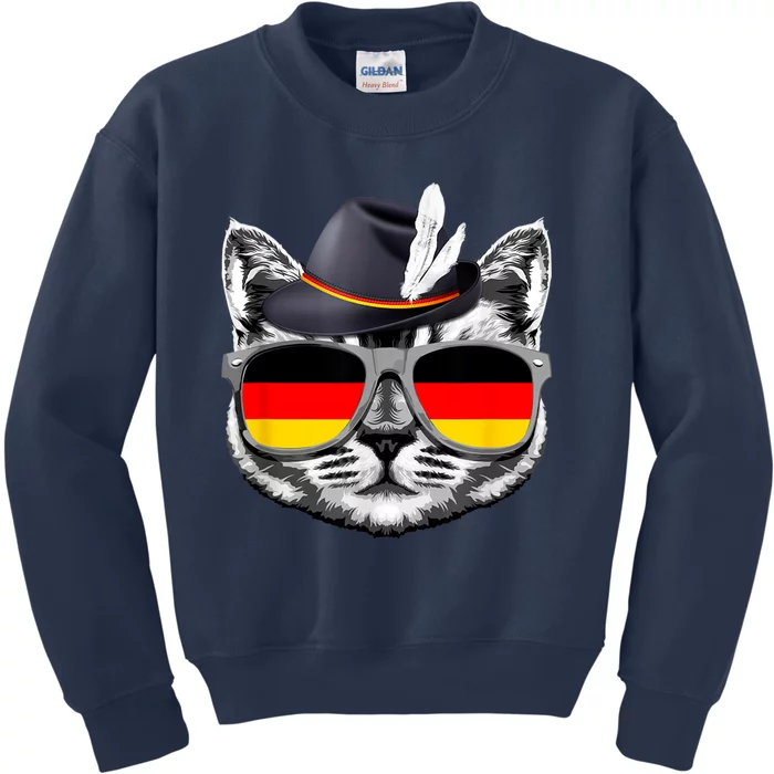 Cute Cat German Flag Oktoberfest Pride Germany Festival Kids Sweatshirt