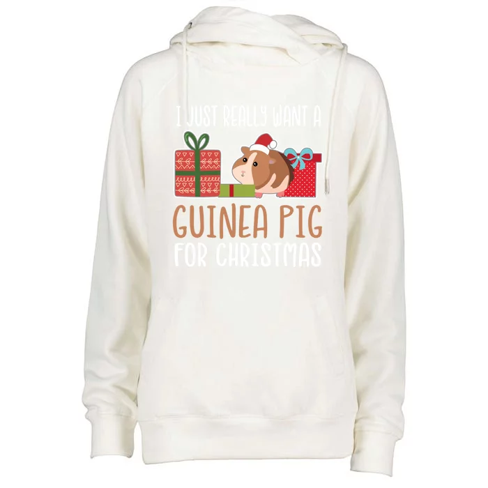 Cute Christmas Guinea Pig Owner I Want A Guinea Pig Funny Gift Womens Funnel Neck Pullover Hood