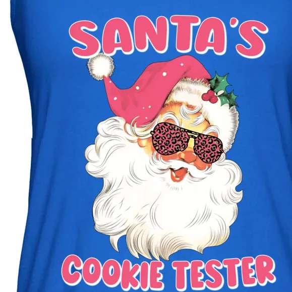 Christmas Cute Gift SantaS Cookie Tester Pink Leopard Santa Great Gift Ladies Essential Flowy Tank