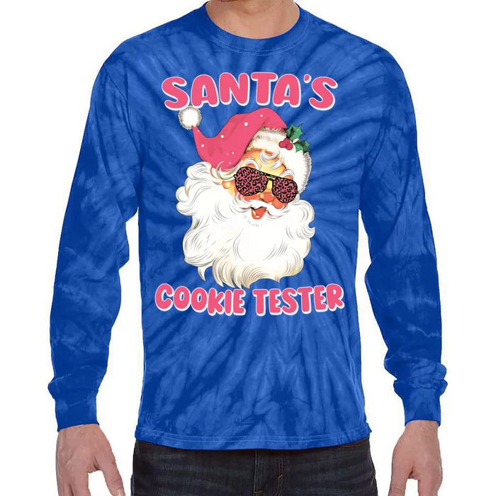 Christmas Cute Gift SantaS Cookie Tester Pink Leopard Santa Great Gift Tie-Dye Long Sleeve Shirt