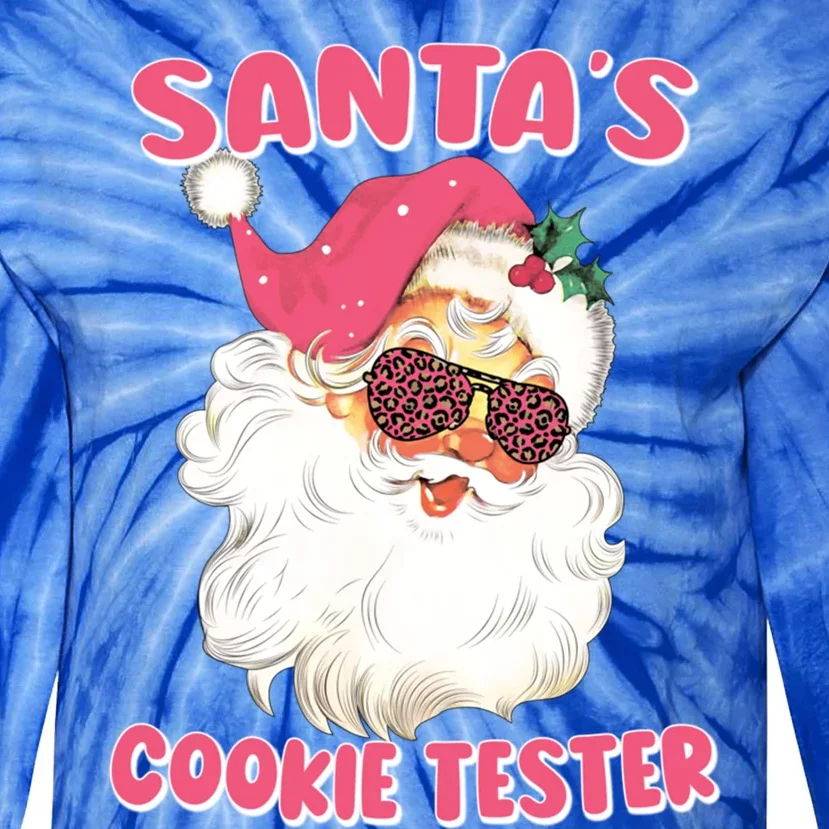 Christmas Cute Gift SantaS Cookie Tester Pink Leopard Santa Great Gift Tie-Dye Long Sleeve Shirt