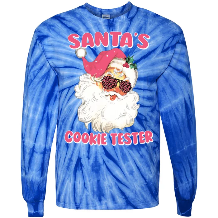 Christmas Cute Gift SantaS Cookie Tester Pink Leopard Santa Great Gift Tie-Dye Long Sleeve Shirt