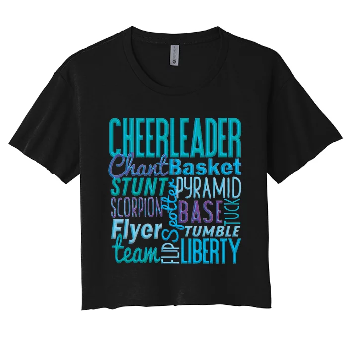 Cute Cheerleader Gift Blue Cheer Moves Cheerleading Coach Women's Crop Top Tee