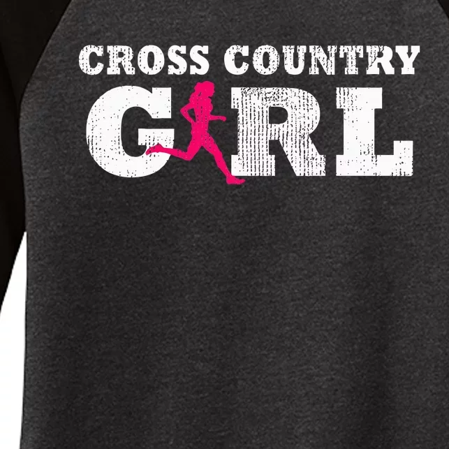 Cross Country Girl Runner Silhouette Gift  Sport Women's Tri-Blend 3/4-Sleeve Raglan Shirt