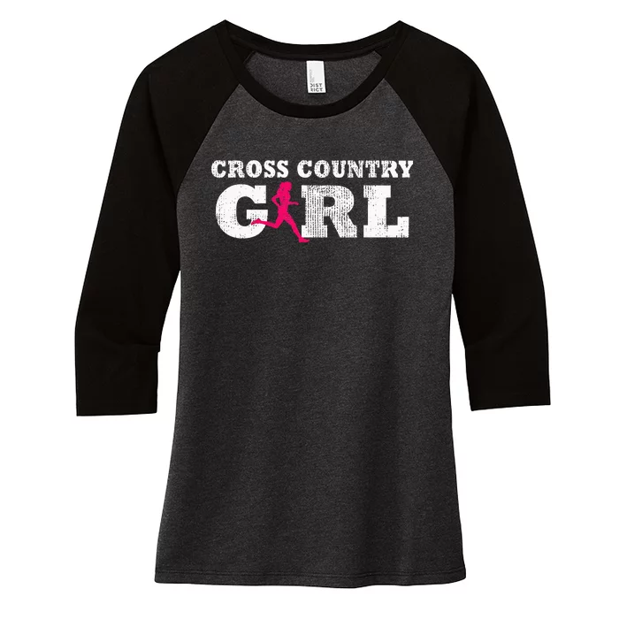 Cross Country Girl Runner Silhouette Gift  Sport Women's Tri-Blend 3/4-Sleeve Raglan Shirt