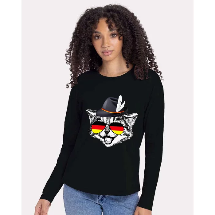 Cute Cat German Flag Oktoberfest Pride Germany Festival Womens Cotton Relaxed Long Sleeve T-Shirt