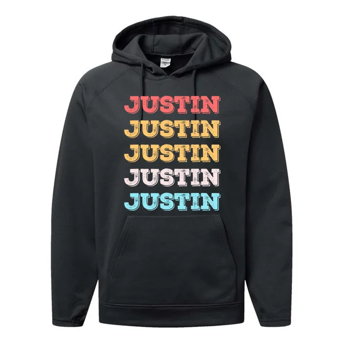 Cute Custom Gift Justin Name Personalized Performance Fleece Hoodie