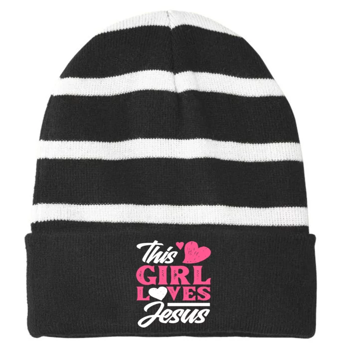 Cute Christian Girl Gift Striped Beanie with Solid Band