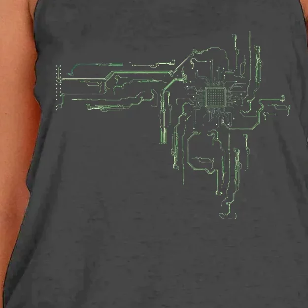 CPU Chip Gift Electrical Engineers Computer Circuit Board Women's Knotted Racerback Tank