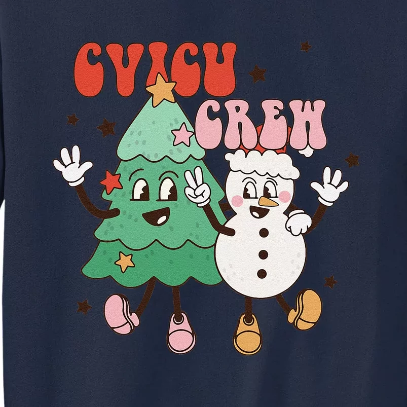 CVICU Crew Groovy Retro Christmas CVICU Nurse Holiday Pajama Tall Sweatshirt