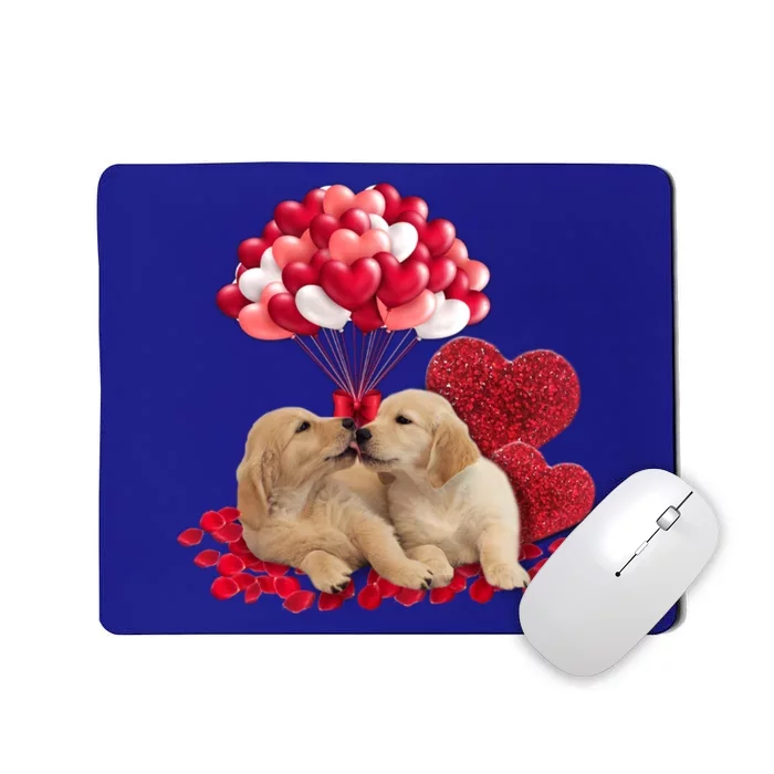 Cute Couple Golden Retriever Valentine's Day Dog Loves Funny Gift Mousepad