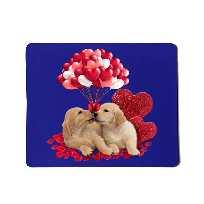 Cute Couple Golden Retriever Valentine's Day Dog Loves Funny Gift Mousepad