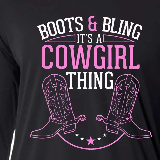 Cute Country Girl Boots Bling Its A Cowgirl Thing Cooling Performance Long Sleeve Crew