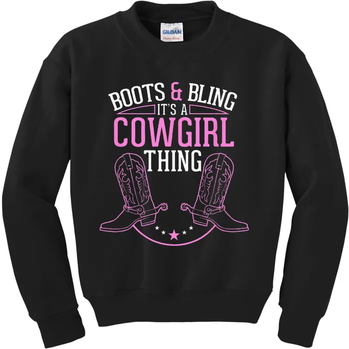 Cute Country Girl Boots Bling Its A Cowgirl Thing Kids Sweatshirt