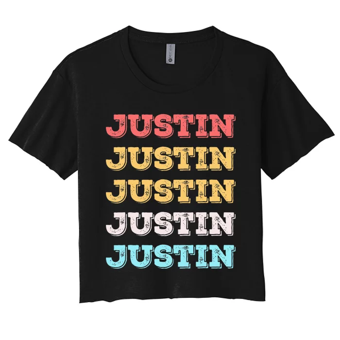 Cute Custom Gift Justin Name Personalized Women's Crop Top Tee