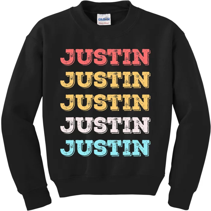 Cute Custom Gift Justin Name Personalized Kids Sweatshirt