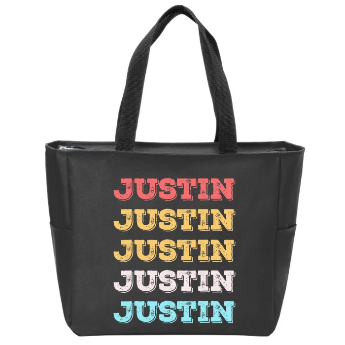 Cute Custom Gift Justin Name Personalized Zip Tote Bag