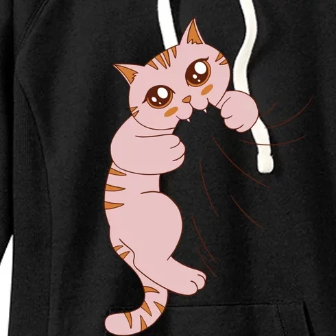 Cute Cat Graphic Design Meowy Girls Gift Women's Fleece Hoodie