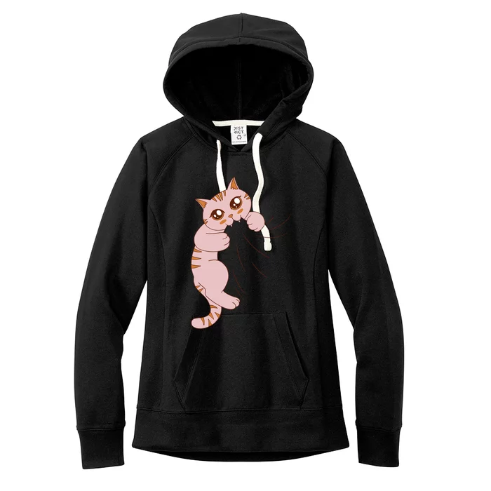 Cute Cat Graphic Design Meowy Girls Gift Women's Fleece Hoodie