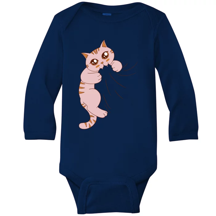 Cute Cat Graphic Design Meowy Girls Gift Baby Long Sleeve Bodysuit