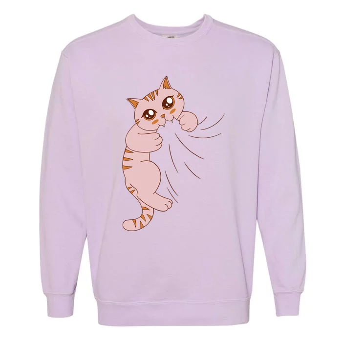 Cute Cat Graphic Design Meowy Girls Gift Garment-Dyed Sweatshirt