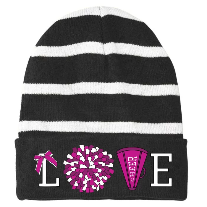 Cheerleader Cheerleading Graphic Striped Beanie with Solid Band