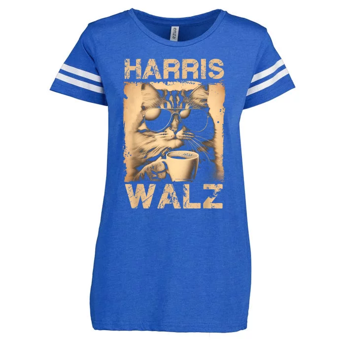 Coffee Cat Harris Walz 2024 Childless Cat Lady Vintage Enza Ladies Jersey Football T-Shirt