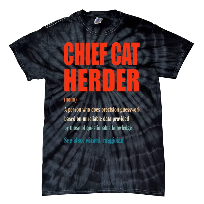 Chief Cat Herder Vintage Definition Wizard Magician Tie-Dye T-Shirt