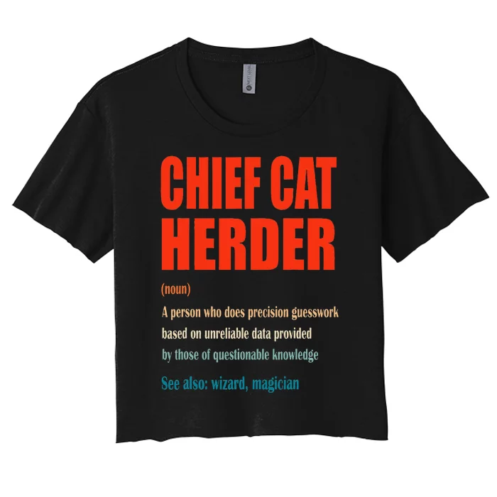 Chief Cat Herder Vintage Definition Wizard Magician Women's Crop Top Tee