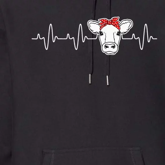 Cattle Cow Heart Valve EKG Heartbeat Cute Cow Lover funny Premium Hoodie