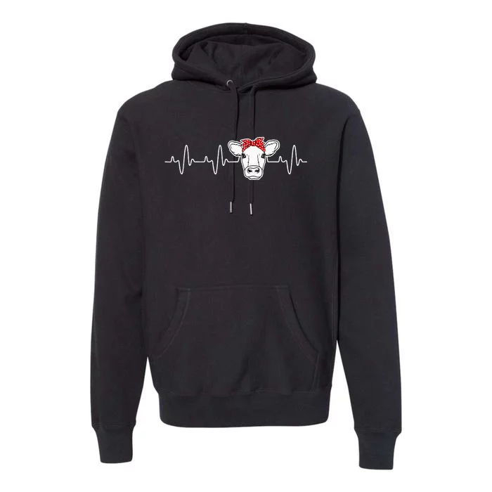 Cattle Cow Heart Valve EKG Heartbeat Cute Cow Lover funny Premium Hoodie