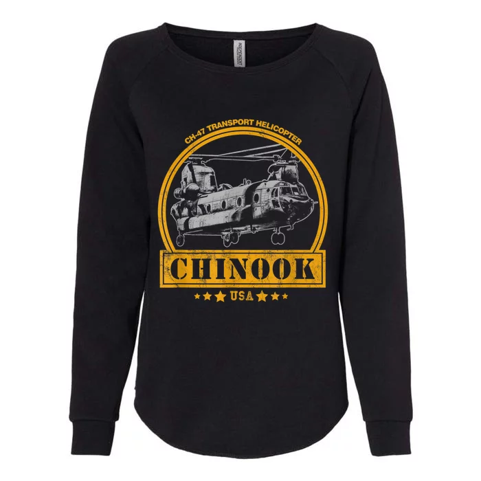 CH47 Chinook Helicopter Womens California Wash Sweatshirt